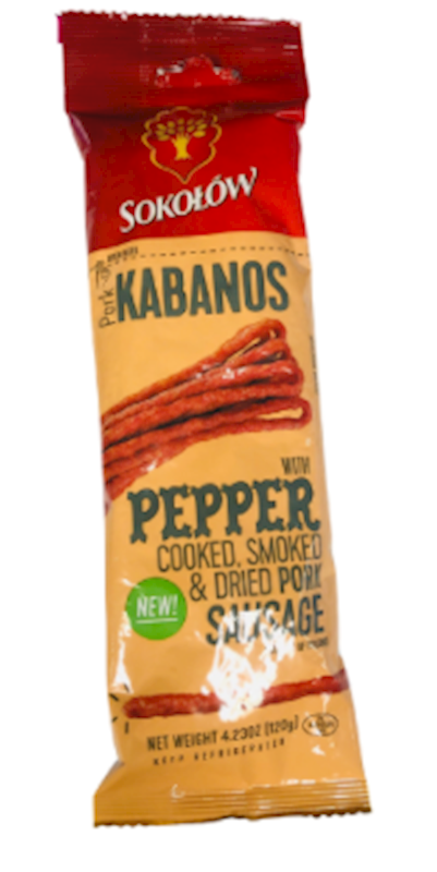 Sokolow Kabanosy W/Pepper, Smoked & Dried Pork 120g/20pack