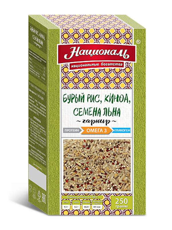 Natsional Angstrem Grains Mix Brown Rice, Quinoa, Flax Seeds Omega 3 250g/8pack