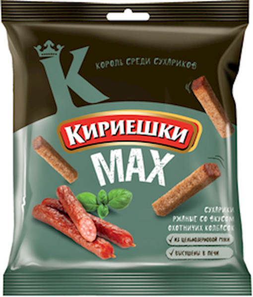 Kirieshki Dry Bread Rye Max, W/Hunter Sausage Flavor 40g/56pack