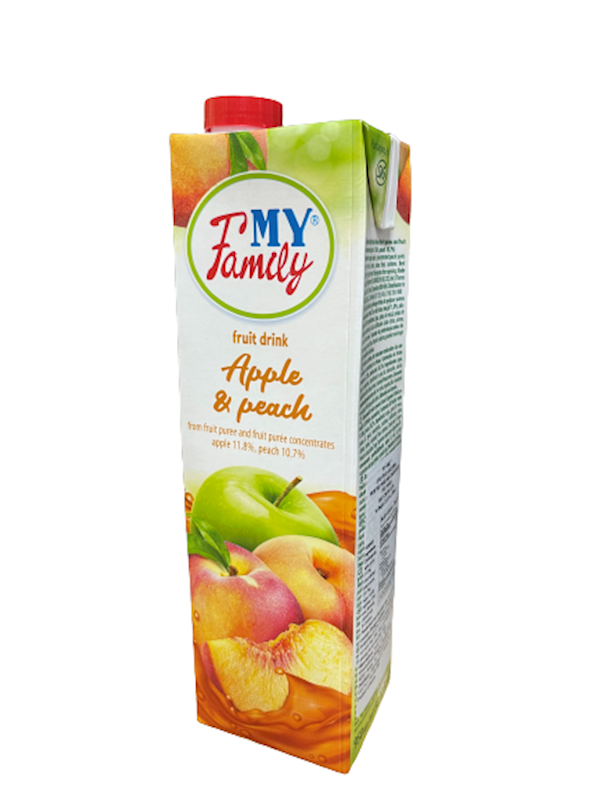 Moya Semya Fruit Drink, Apple & Peach W/Pulp 950ml/12pack