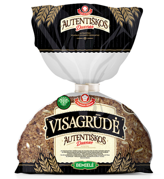 VILNIAUS DUONA Visagrude Dark Wholegrain No Yeast Sliced Bread 300g/12pack