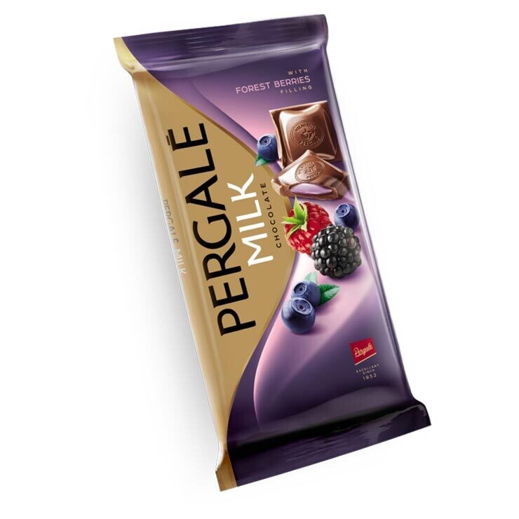 PERGALE Milk Chocolate Bar with Forrest Berries Filling 100g/19pack