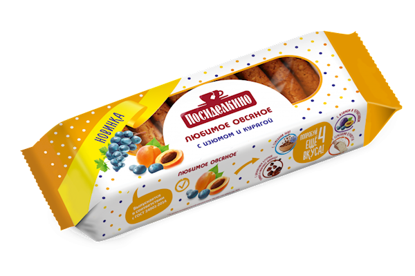 Posidelkino Cookies, Oatmeal W/Raisins & Apricots 310g/15pack