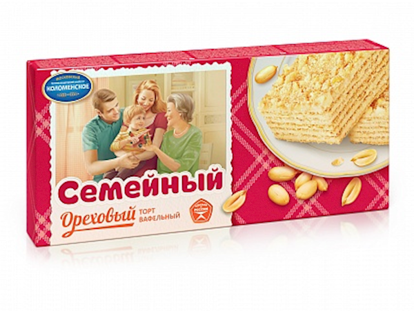 Kolomenskoe Cake Waffle Semeyniy W/Nuts 230g/20pack