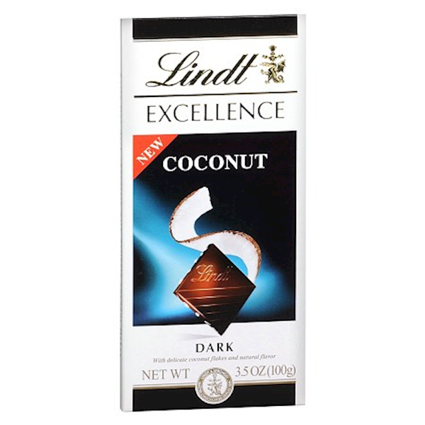 Lindt Chocolate Bar Dark W/Coconut 90g/12pack