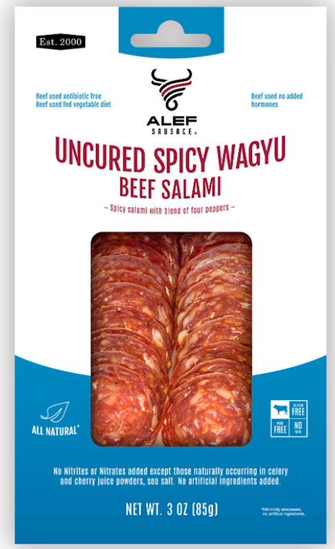 Alef Salami Dry Beef, Spicy Uncured Wagyu, Sliced 85g/10pack