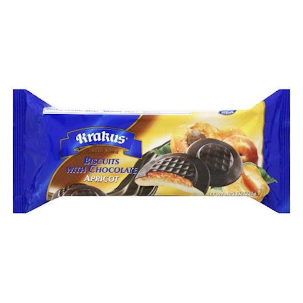 Krakus Cookies, Biscuits Apricot In Chocolate Glaze 135g/21pack