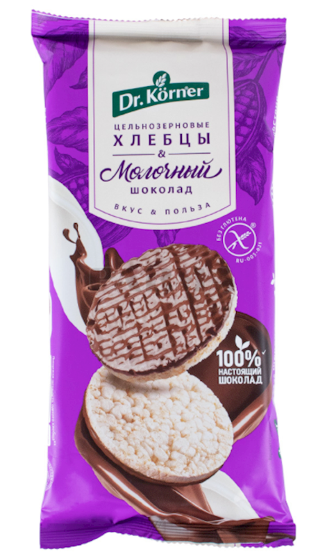 Dr. Korner Hlebtsi, Whole Grain, Milk Chocolate Glazed 67g/18pack