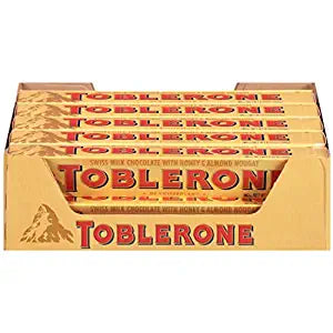 Toblerone Swiss Milk Chocolate Candy Bars With Honey & Almond Nougat 100g/20pack