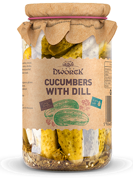 Dworek Pickles Marinated, W/Dill 900ml/8pack