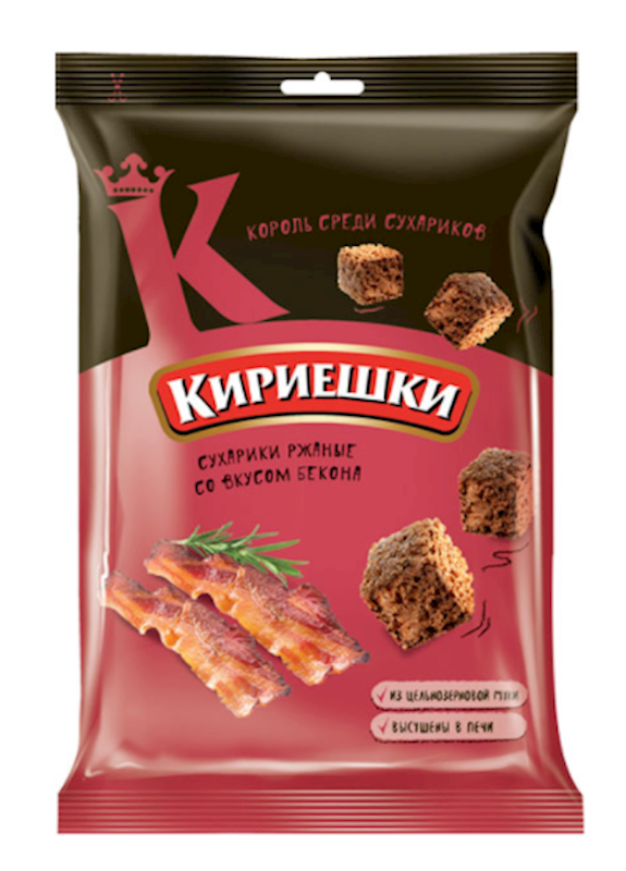 Kirieshki Dry Bread Rye, W/Bacon Flavor 100g/28pack
