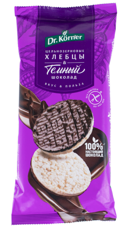 Dr. Korner Hlebtsi, Whole Grain, Dark Chocolate Glazed 67g/18pack