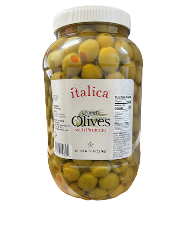 Olives, green, w/pimiento, in brine 5lbs/4pack