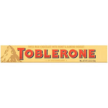 Load image into Gallery viewer, Toblerone Swiss Milk Chocolate Candy Bars With Honey &amp; Almond Nougat 100g/20pack
