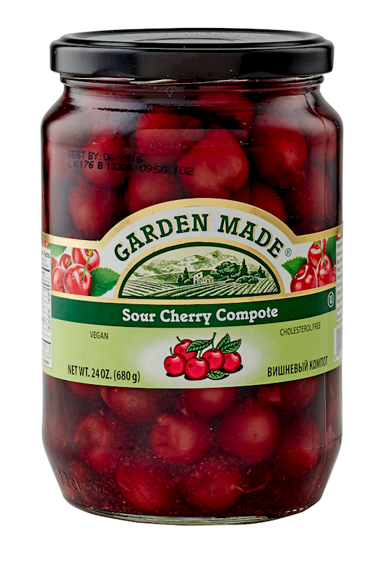 Garden Made Compote, Sour Cherries Pitted 24oz/12pack