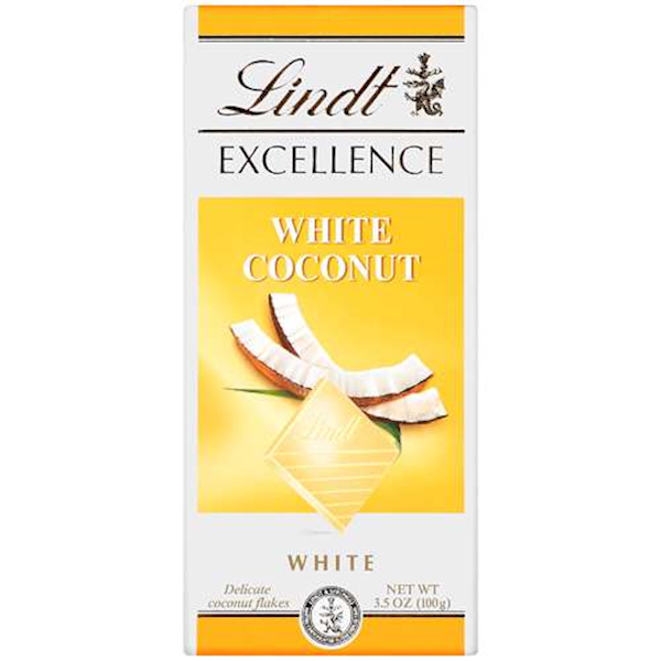 Lindt White Chocolate Bar W/Coconut 90g/12pack