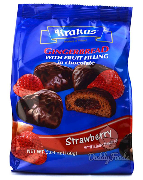 Krakus Gingerbread Strawberry, Chocolate Glazed 160g/12pack