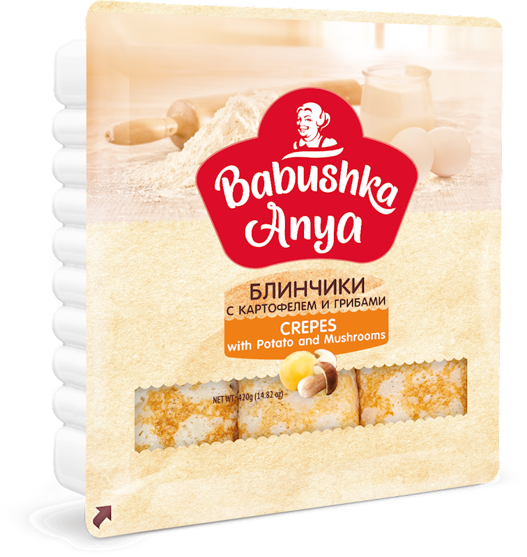 BABUSHKA ANYA Crepes w/Potatoes & Mushrooms, Frozen 420g/6pack