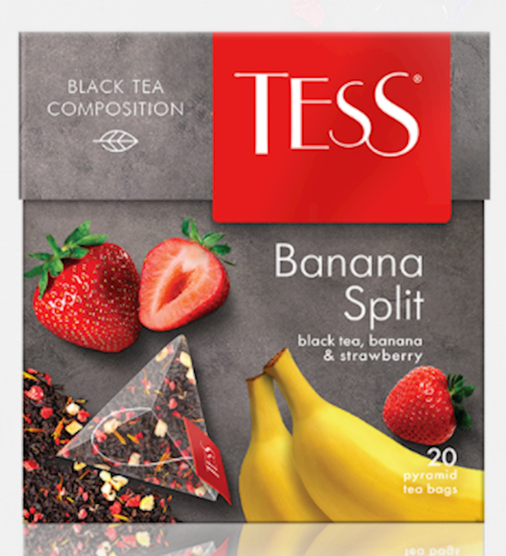 Tea Black, Banana Split, W/ Banana & Strawberry, Pyramid Bags  36g/12pack