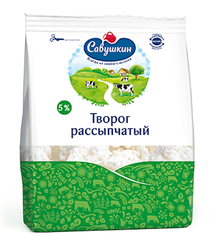 Savushkin Product Farmer Cheese, Curd 5% 350g/8pack
