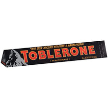 Load image into Gallery viewer, Toblerone Swiss Dark Chocolate Candy Bars With Honey &amp; Almond Nougat 100g/20pack

