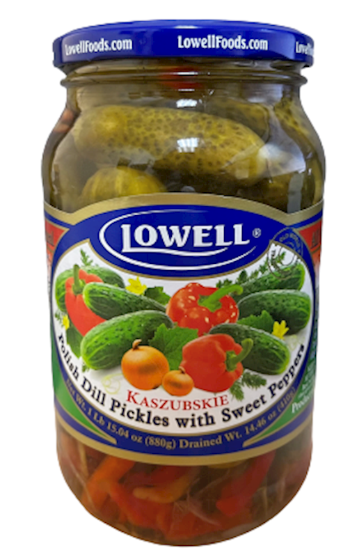 Lowell Pickles Dill Kaszubskie, Polish W/Sweet Peppers, Marinated 880ml/12pack