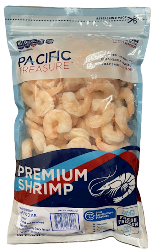 Shrimp Cooked, Peeled, Tail Off 41/50  907g/5pack