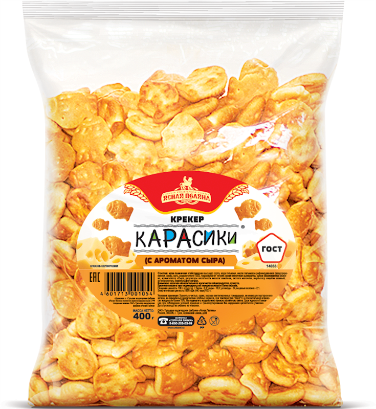Yasnaya Polyana Crackers Karasiki W/Cheese 400g/15pack