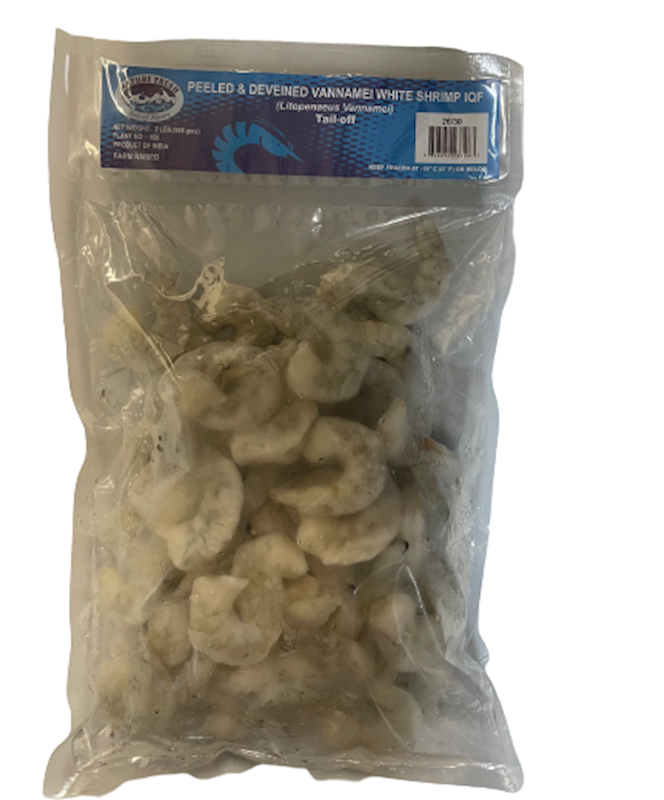 Shrimp raw peeled, deveined, tail off 26/30 907g/5pack