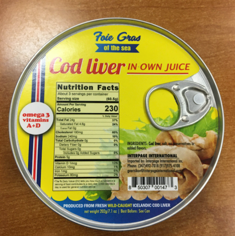 Cod Liver In Own Juice, 24 Cans / 202g