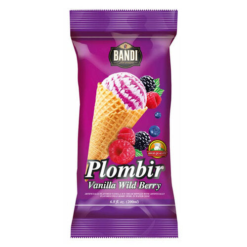 BANDI Plombir Vanilla Wild Berry Ice Cream 200ml/24pack