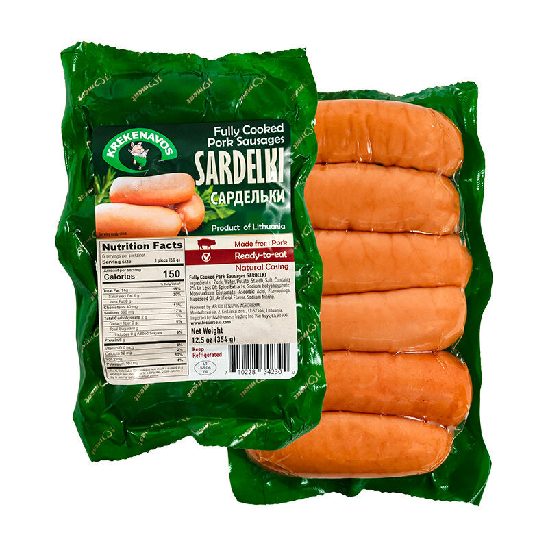 KREKENAVOS Pork Sardeli Sausages 354g/3pack