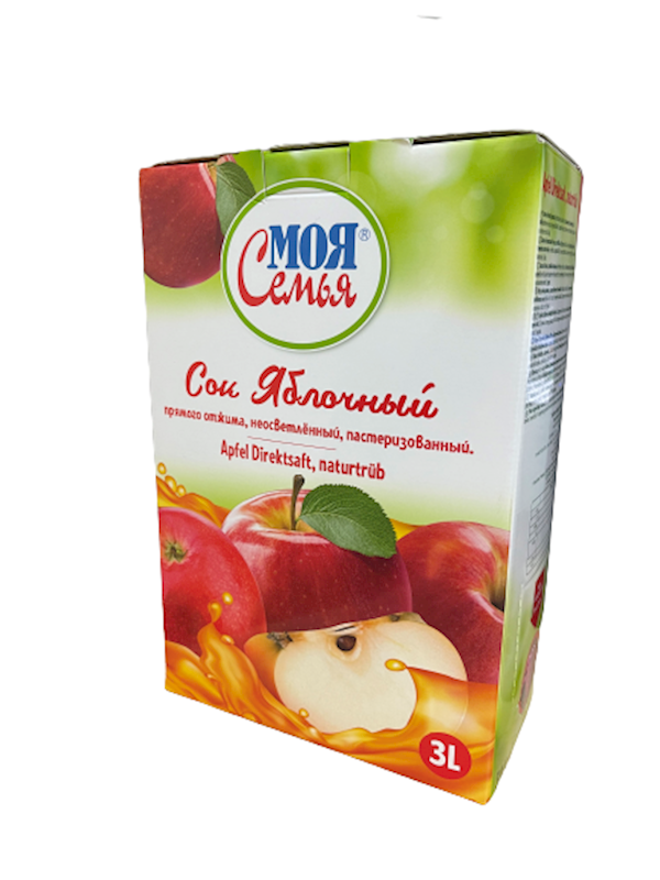 Moya Semya Apple Juice, Natural Pure 3l/3pack