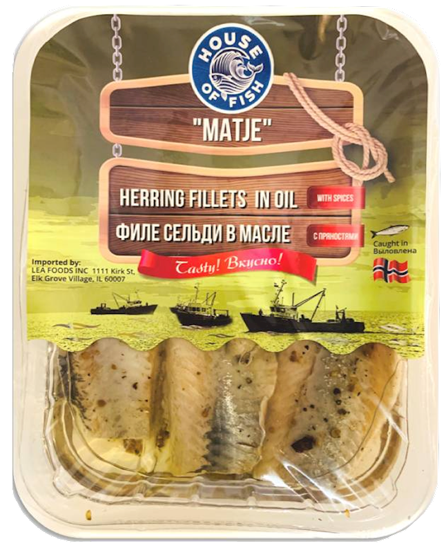 House Of Fish Herring Fillet In Oil, W/Spices 450g/6pack