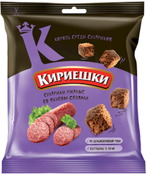Kirieshki Dry Bread Rye, W/Salami Flavor 40g/60pack