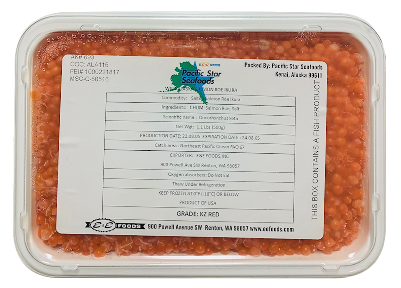 PACIFIC STAR SEAFOODS Chum Salmon Caviar Grade KZ-Red 500g