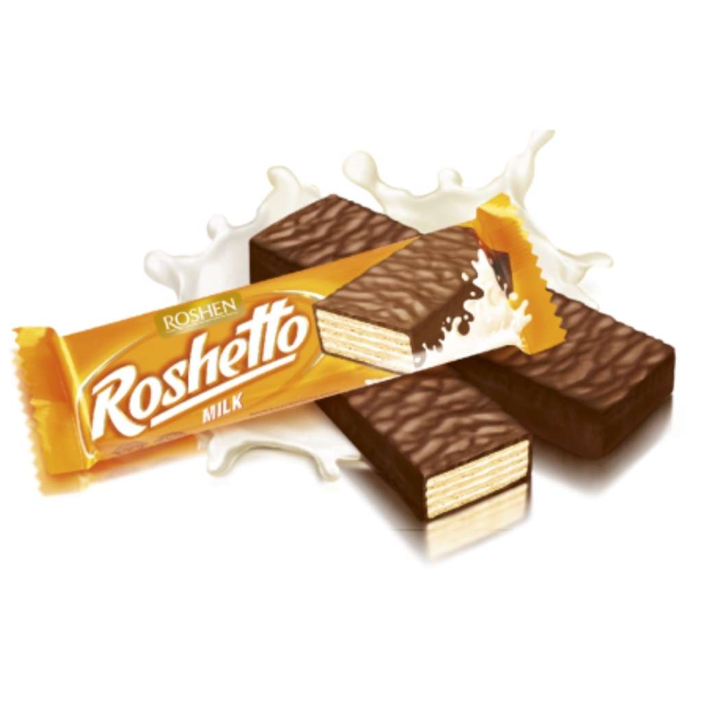 Roshen Waffles Roshetto, Milk Chocolate W/Milk Filling 34g/25pack