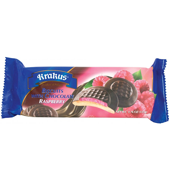 KRAKUS Chocolate Glazed Biscuits with Raspberry 135g/6pack