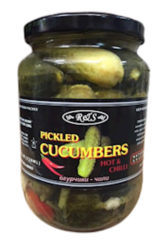 R & S Cucumbers Pickled, W/Chilli Pepper 720g/12pack
