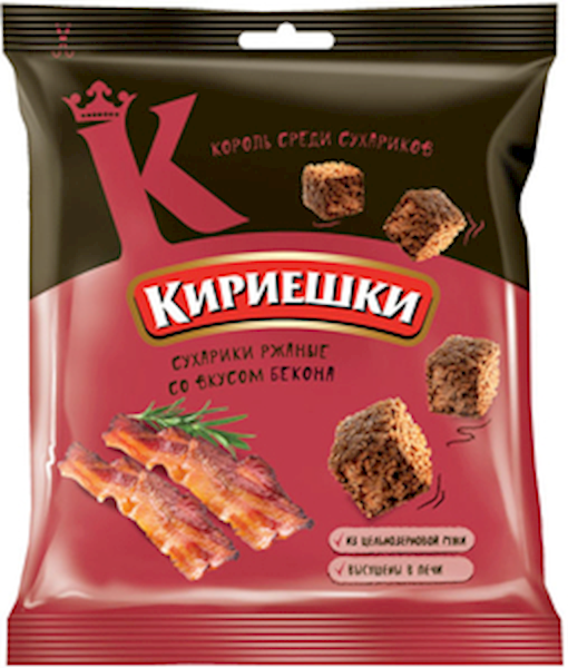 Kirieshki Dry Bread Rye, W/Bacon Flavor 40g/60pack