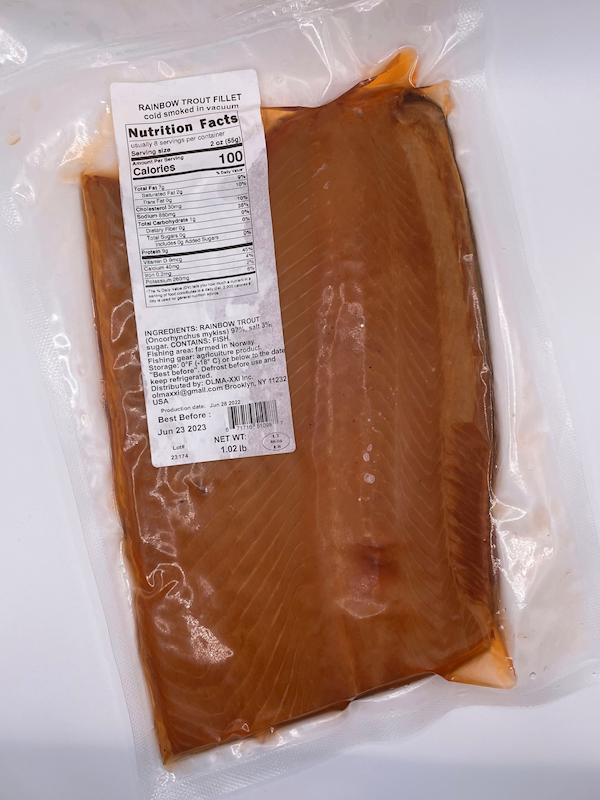 Rainbow Trout Fillet, Cold Smoked 1lb