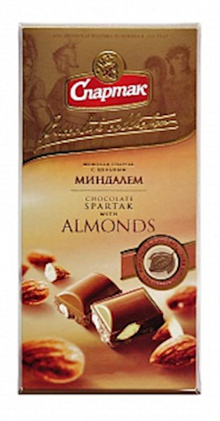 SPARTAK Milk Chocolate Bar with Whole Almonds 90g/18pack