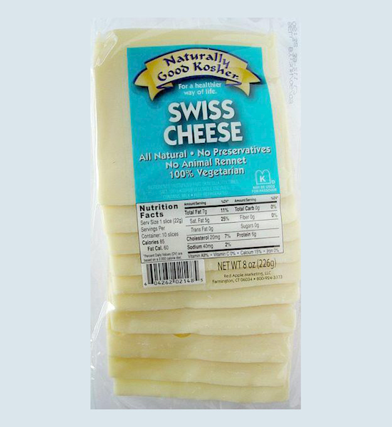 Naturally Good Kosher Cheese Swiss, Sliced 226g/12pack