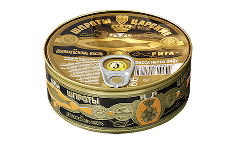 Brivais Vilnis Sprats Tsarskie Smoked Large, In Oil 240g/24pack