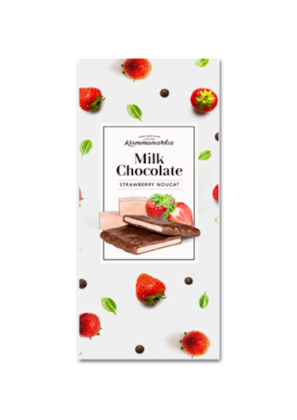 Kommunarka Chocolate Bar Milk W/Strawberry Nougat 80g/20pack