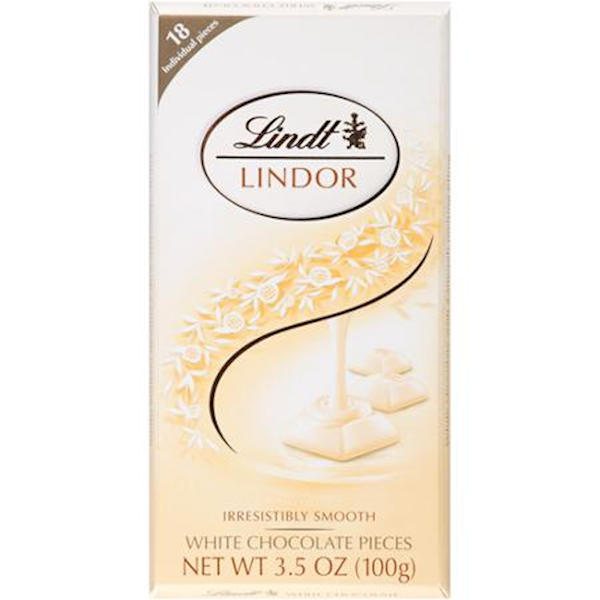 Lindt Chocolate Bar White Lindor W/Chocolate Pieces 90g/12pack