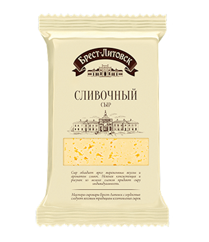 BREST LITOVSK Slivochniy Cheese 50% Milk Fat, Chunk 200g/10pack