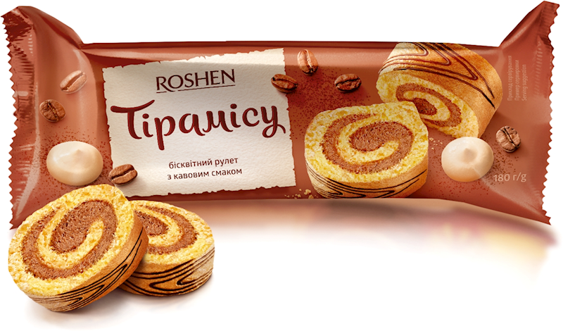 Roshen Roll Sponge Swiss, Tiramisu 180g/14pack