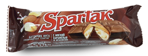Spartak Chocolate Bar Batonchik Nougat W/Soft Caramel & Peanuts 50g/24pack