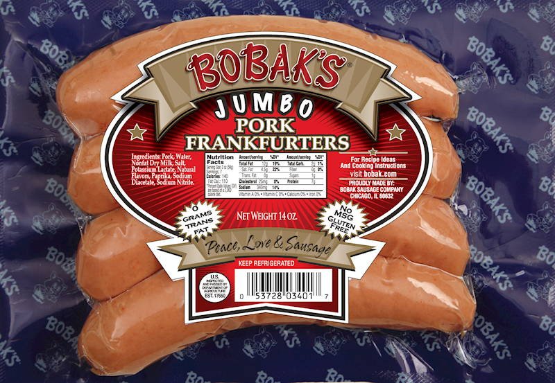 Bobak's Pork Frankfurters, Jumbo ~1lb/2pack